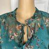 Maeve Anthropologie Viscose Dress Size S Teal Floral High Ruffle Neck Flared