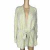 Anthropologie Women larkin Shimmer Knit Belted Cardigan M Yellow Fuzzy Cozzy