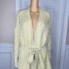 Anthropologie Women larkin Shimmer Knit Belted Cardigan M Yellow Fuzzy Cozzy