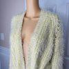 Anthropologie Women larkin Shimmer Knit Belted Cardigan M Yellow Fuzzy Cozzy