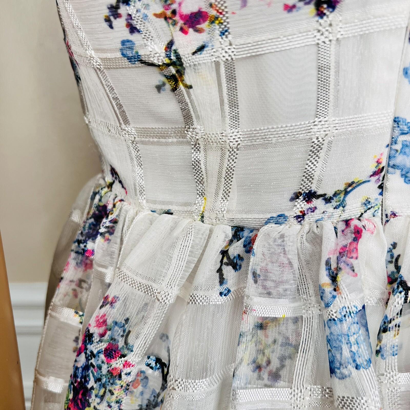 New MAEVE Anthropologie Floral Peony Garden V-Neck Flared Dress Size 0P 8