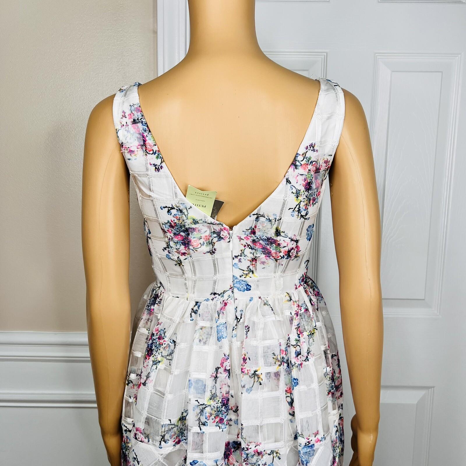 New MAEVE Anthropologie Floral Peony Garden V-Neck Flared Dress Size 0P 8