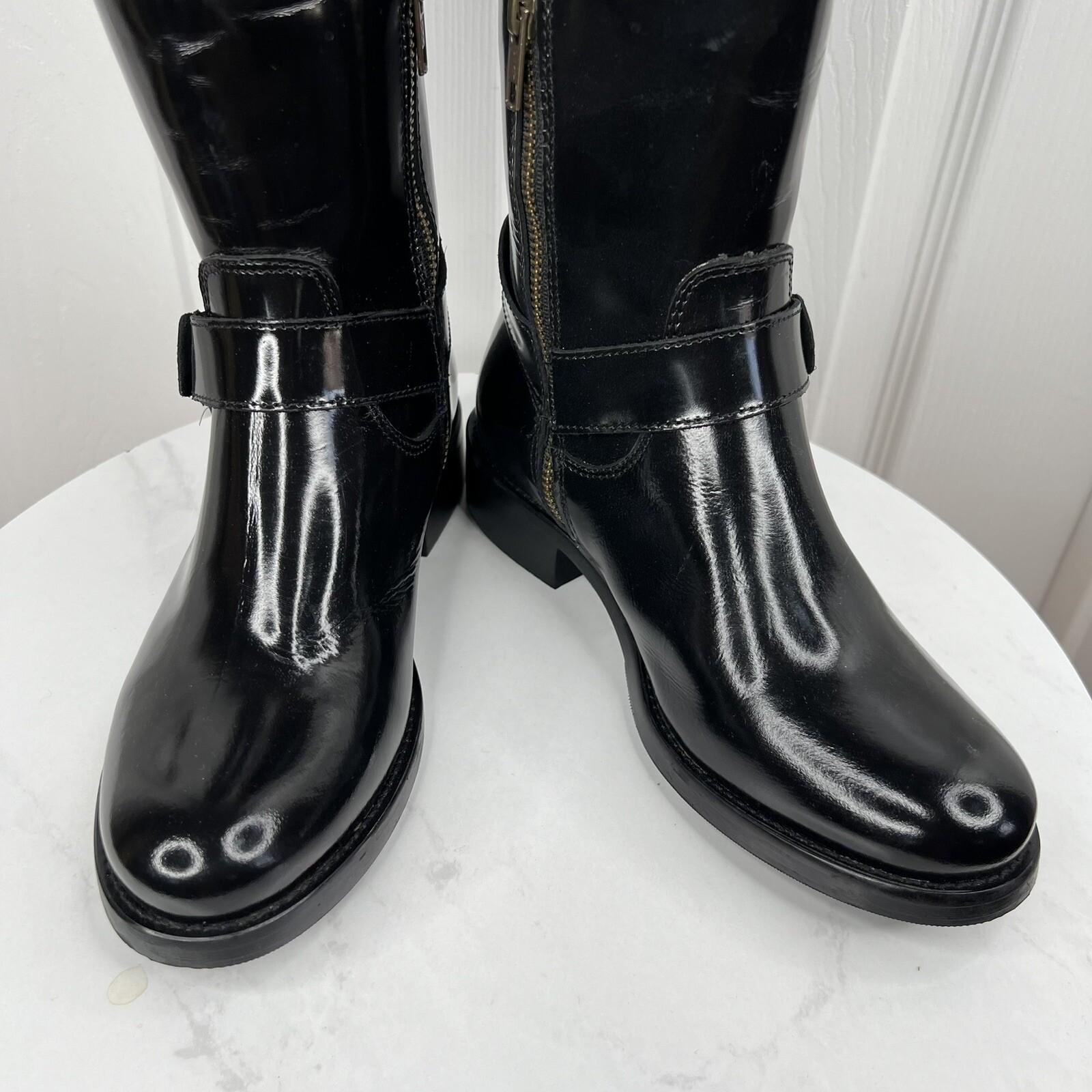 Steve Madden Equestrian Riding Chalet Leather Boots Size 6.5M Black Brown Tall