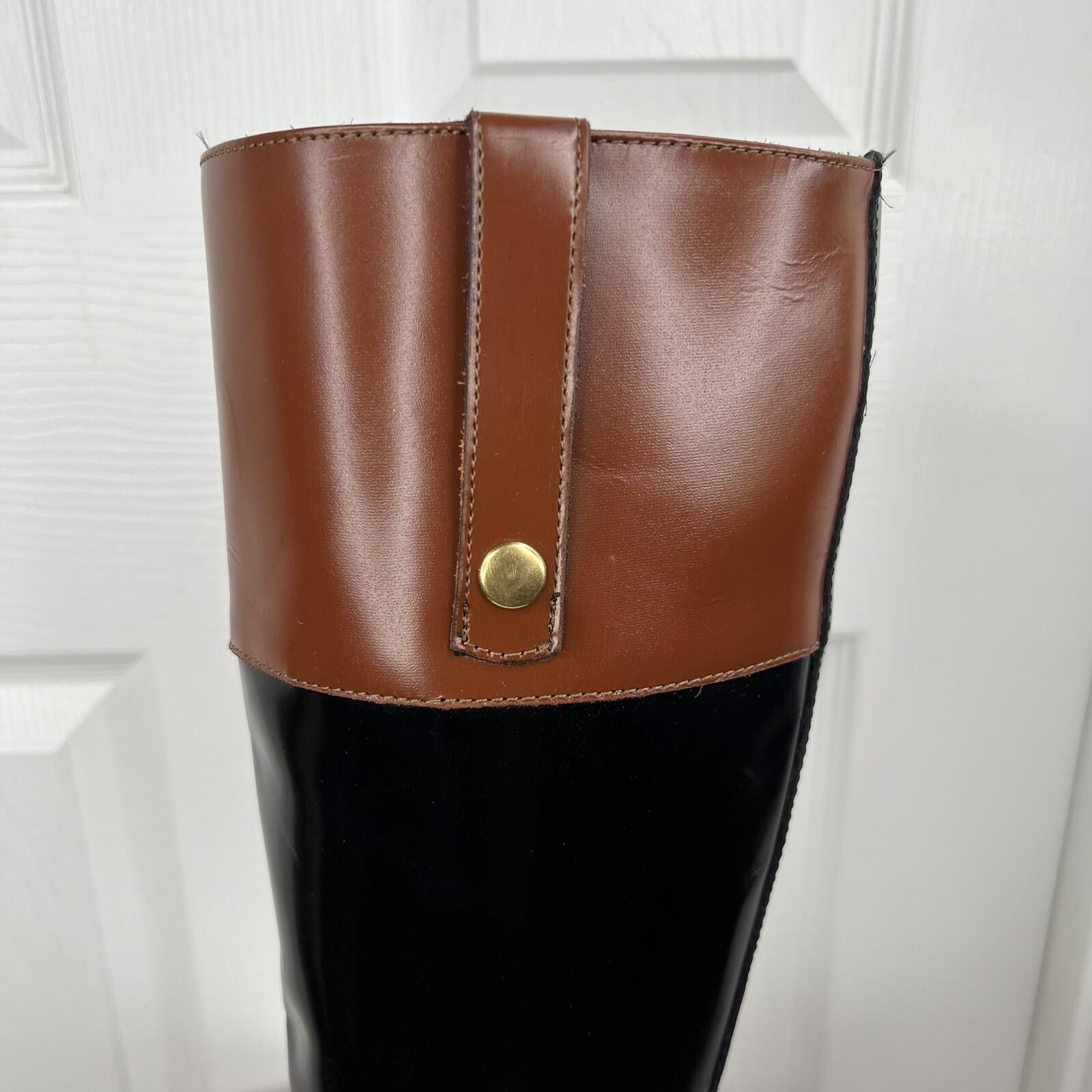 Steve Madden Equestrian Riding Chalet Leather Boots Size 6.5M Black Brown Tall