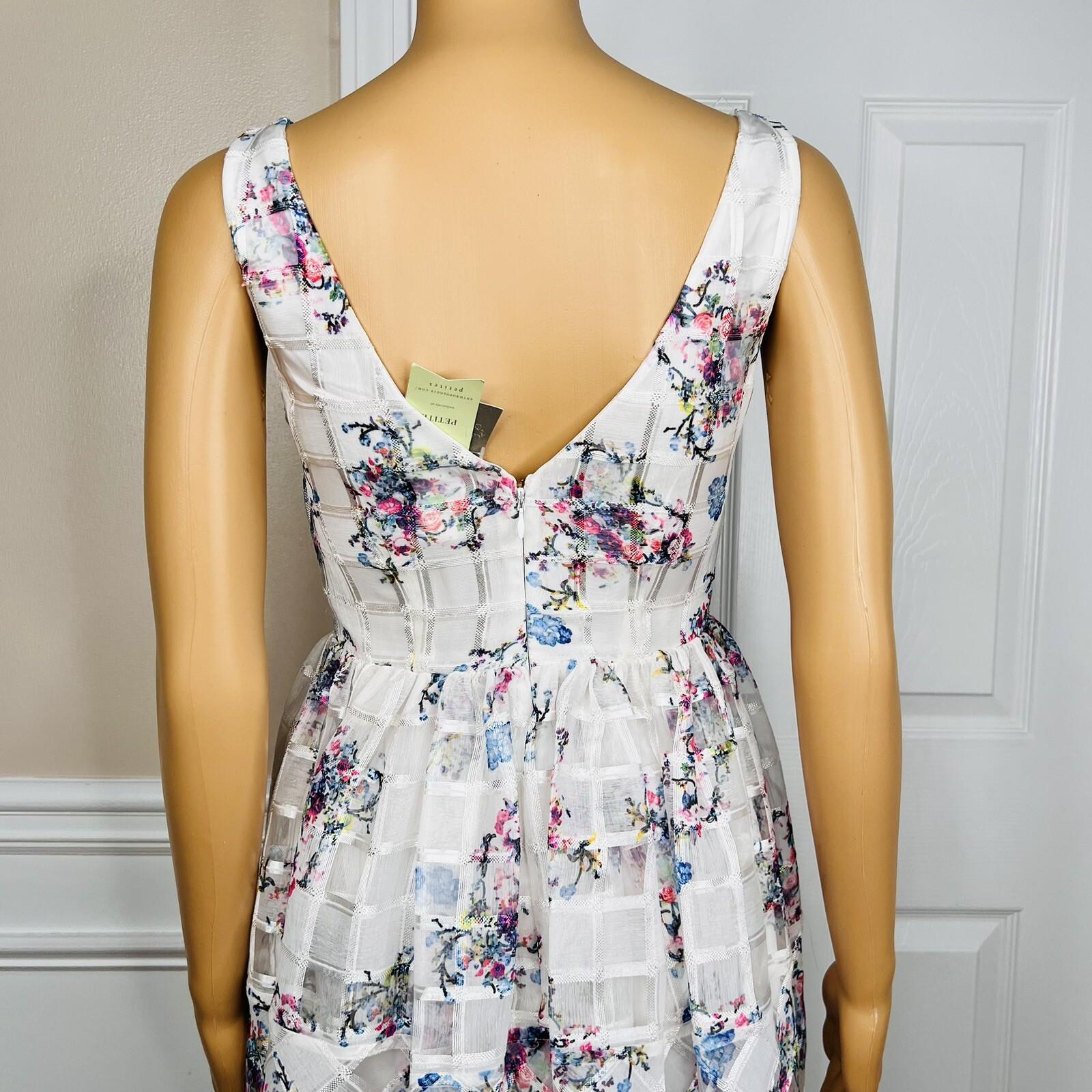 New MAEVE Anthropologie Floral Peony Garden V-Neck Flared Dress Size 0P 8