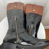 Steve Madden Equestrian Riding Chalet Leather Boots Size 6.5M Black Brown Tall