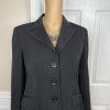 Kasper Polyester Black Striped Pant Suit Size 6 Peak Collar Lined 2PC