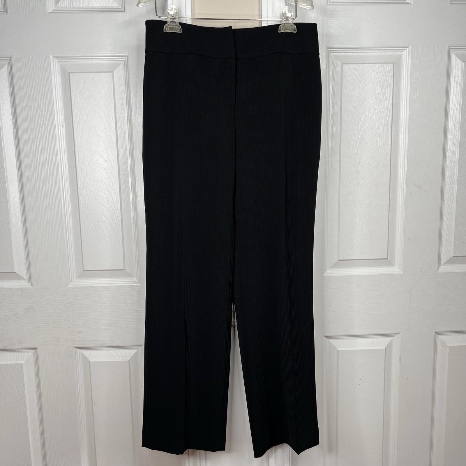 Kasper Polyester Black Striped Pant Suit Size 6 Peak Collar Lined 2PC
