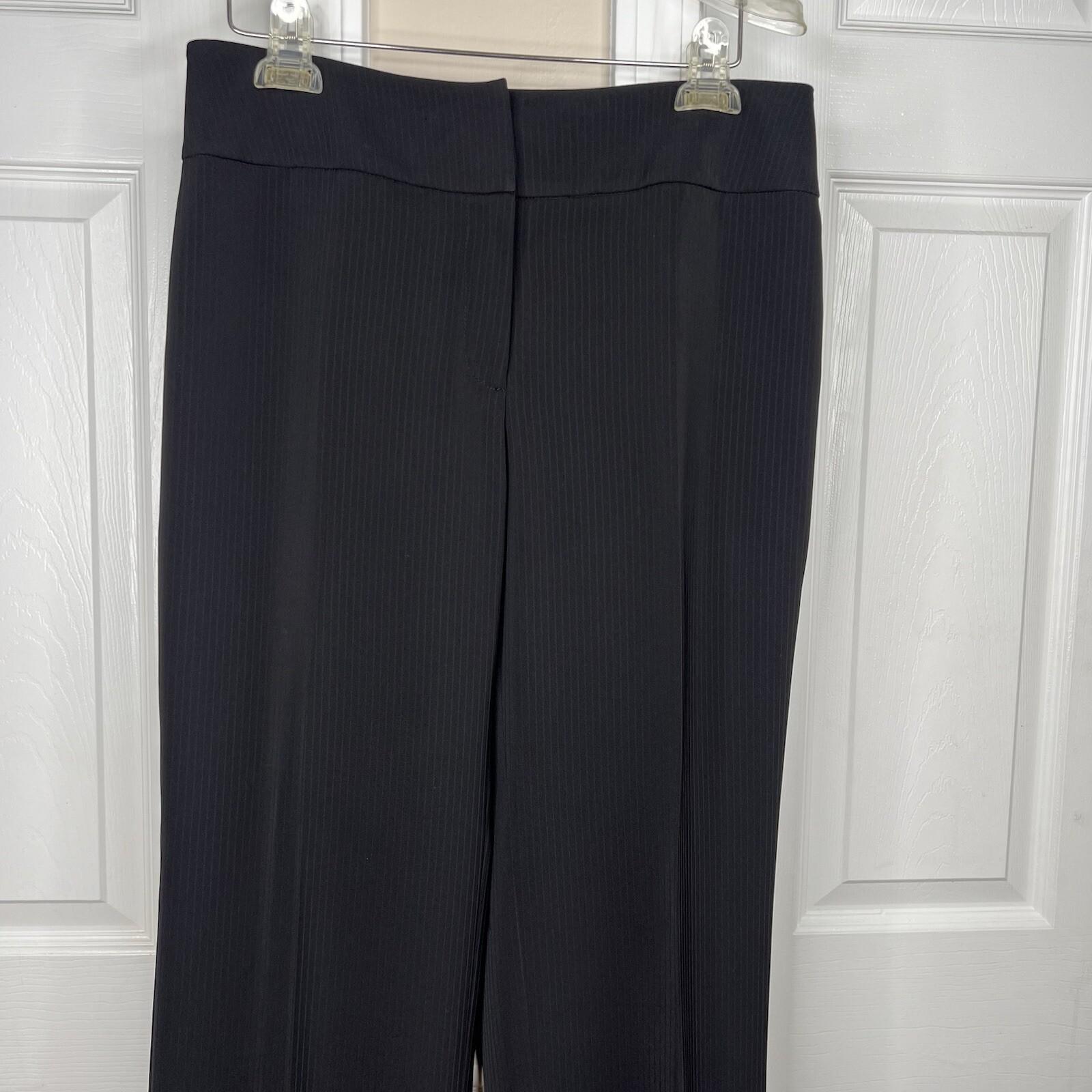 Kasper Polyester Black Striped Pant Suit Size 6 Peak Collar Lined 2PC