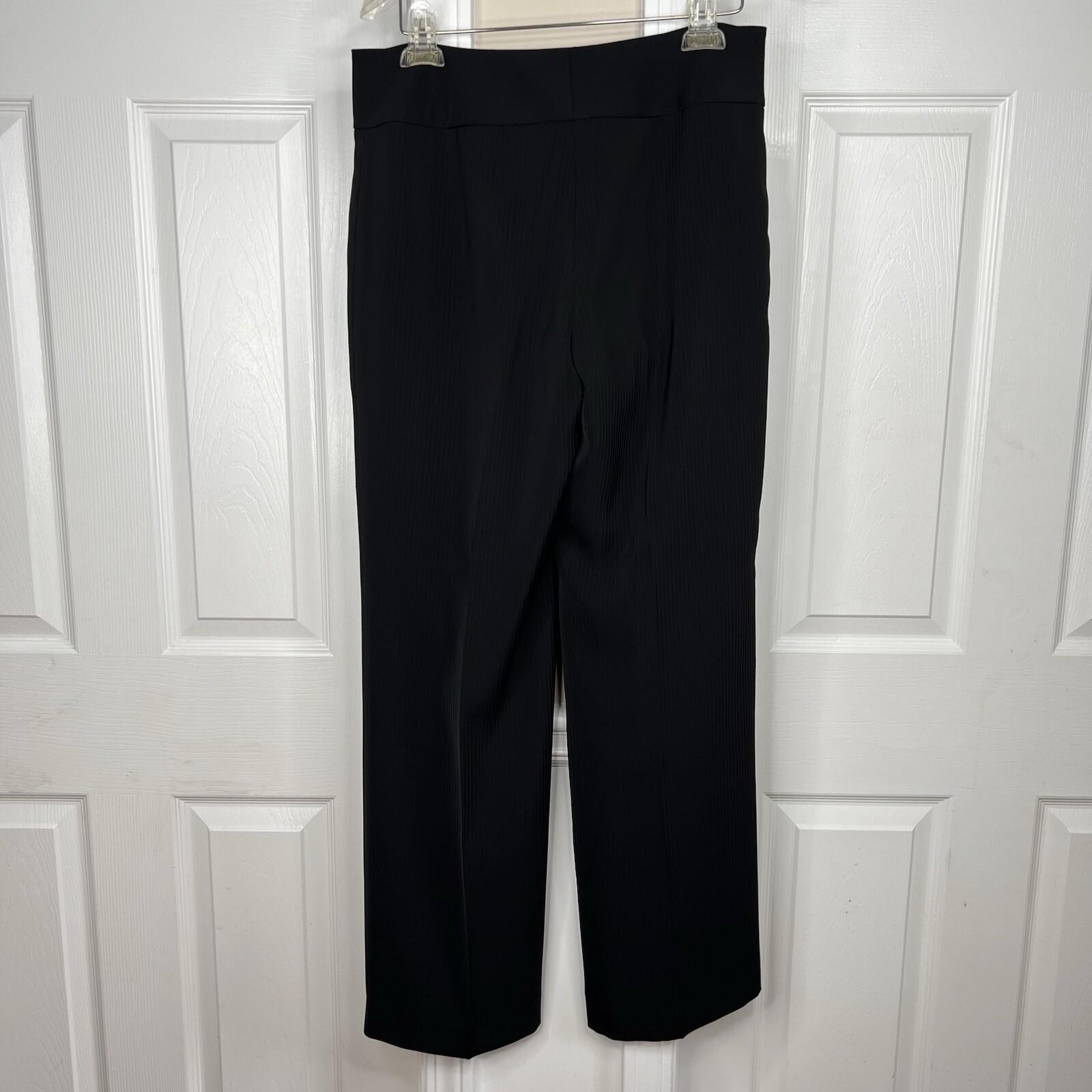 Kasper Polyester Black Striped Pant Suit Size 6 Peak Collar Lined 2PC