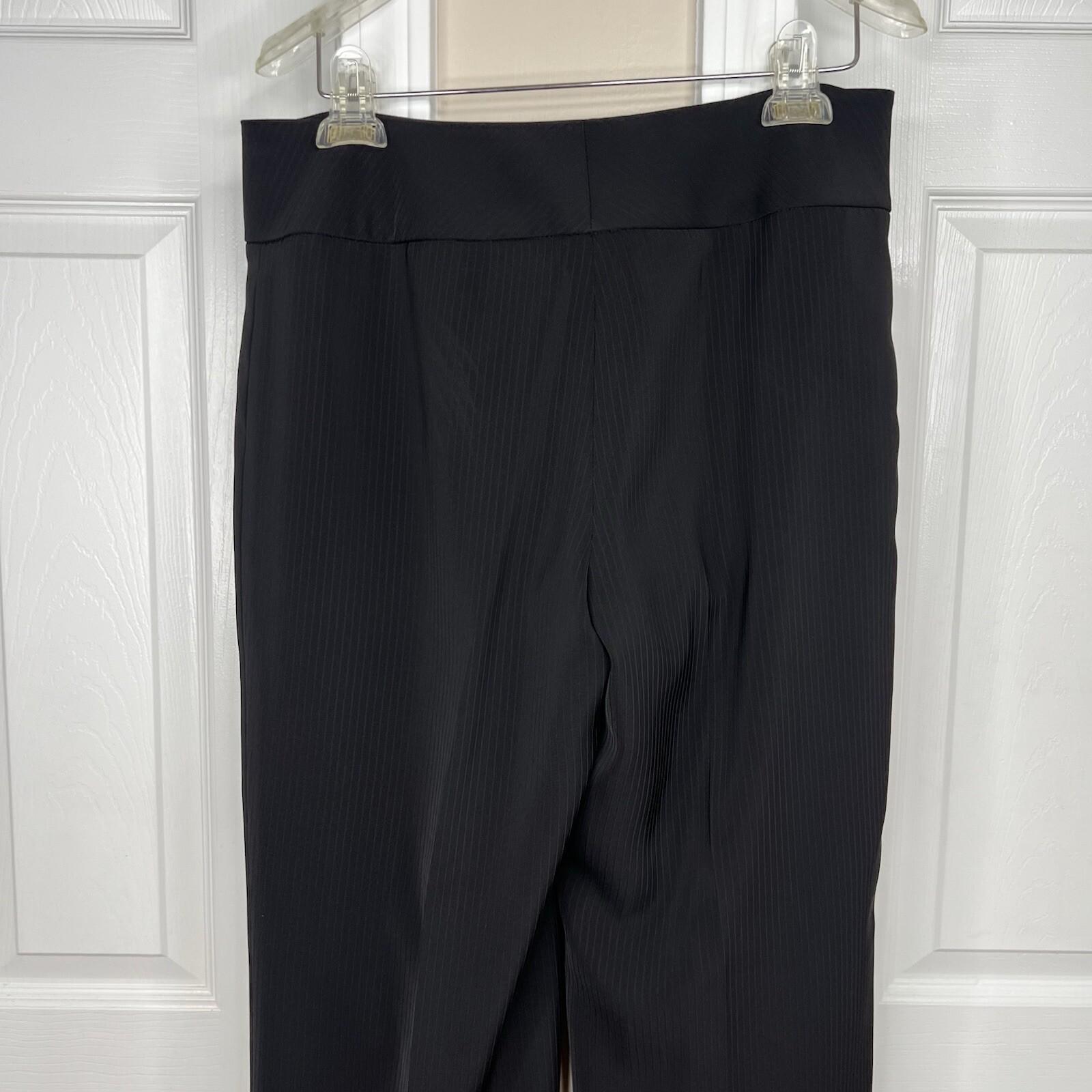 Kasper Polyester Black Striped Pant Suit Size 6 Peak Collar Lined 2PC