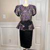 OLIVIER N Y Vtg Gothic Purple Black Sequin Polyester Lace Tiered Bow Dress 9-10
