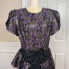 OLIVIER N Y Vtg Gothic Purple Black Sequin Polyester Lace Tiered Bow Dress 9-10