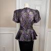 OLIVIER N Y Vtg Gothic Purple Black Sequin Polyester Lace Tiered Bow Dress 9-10
