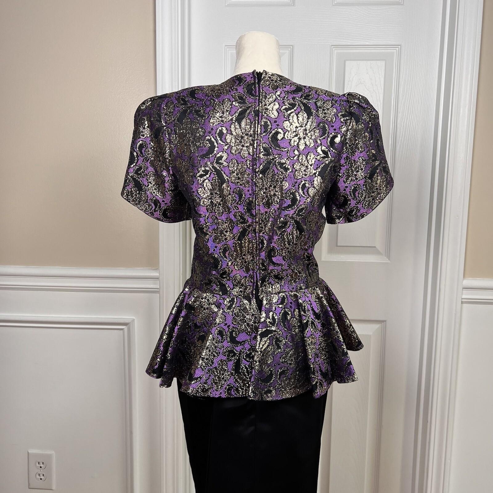 OLIVIER N Y Vtg Gothic Purple Black Sequin Polyester Lace Tiered Bow Dress 9-10
