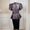 OLIVIER N Y Vtg Gothic Purple Black Sequin Polyester Lace Tiered Bow Dress 9-10