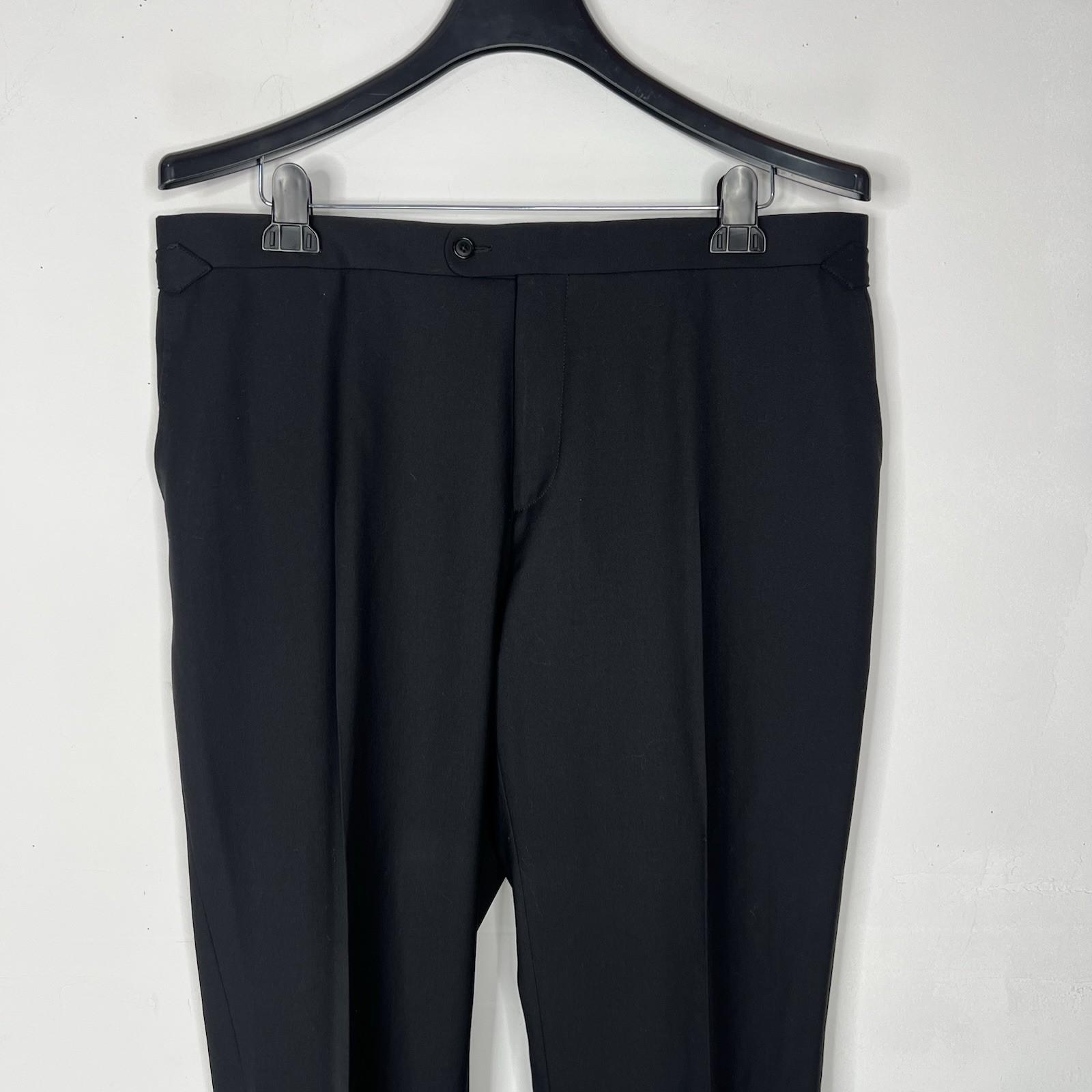 SuitSupply Slim Leg Straight Brescia Trousers Wool Pants 40x30 Black Flat Front
