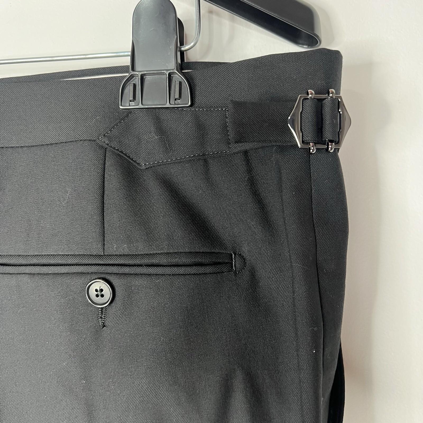 SuitSupply Slim Leg Straight Brescia Trousers Wool Pants 40x30 Black Flat Front