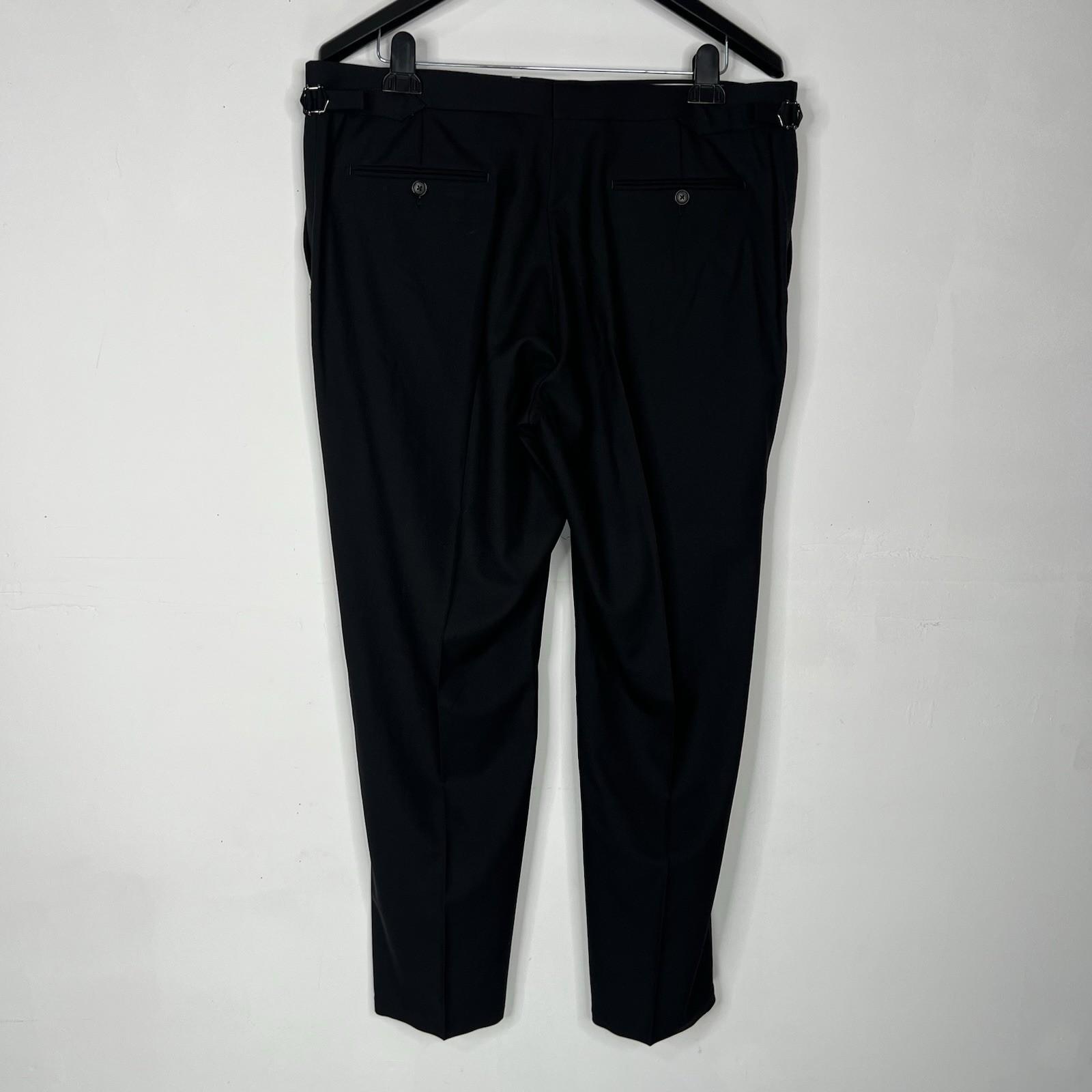 SuitSupply Slim Leg Straight Brescia Trousers Wool Pants 40x30 Black Flat Front