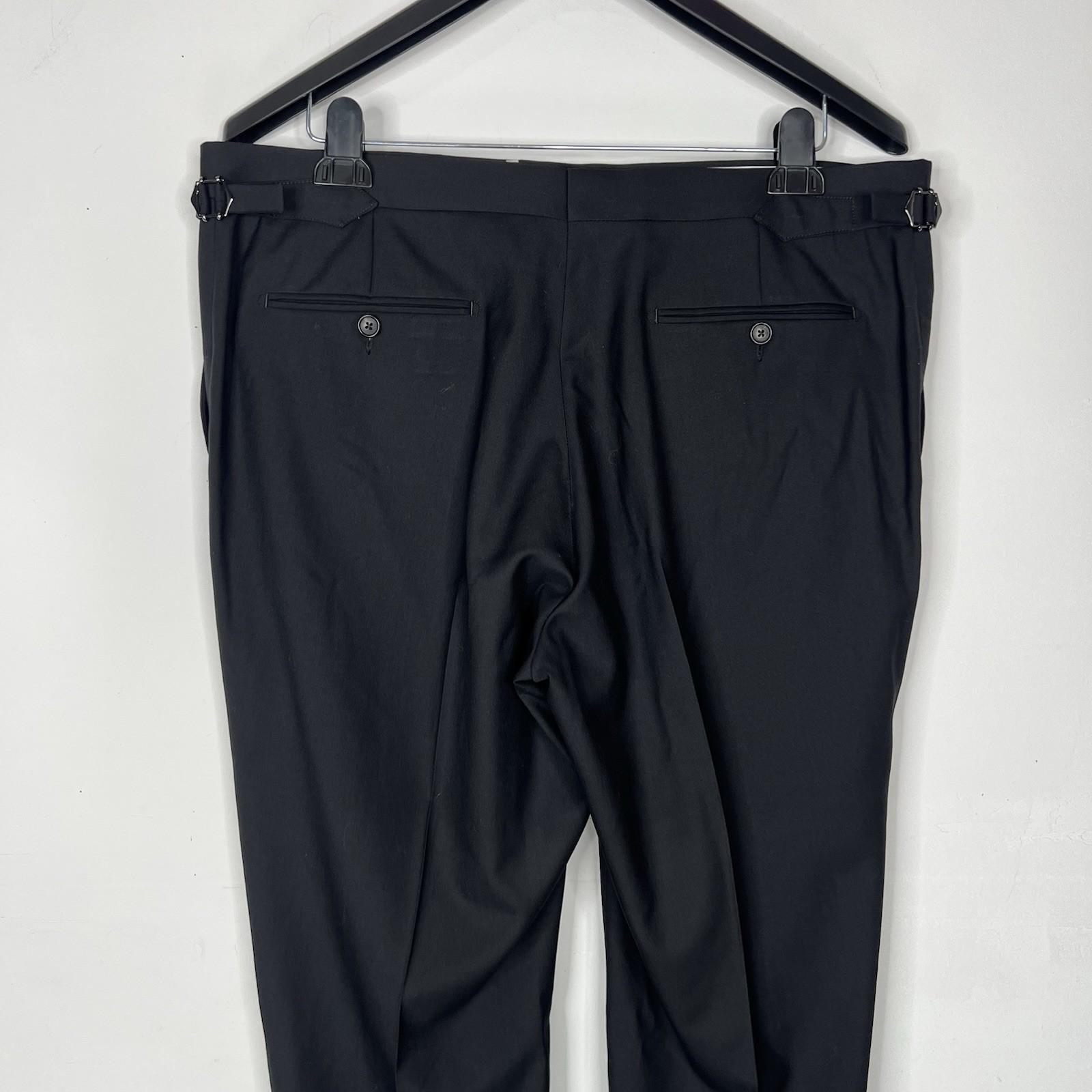 SuitSupply Slim Leg Straight Brescia Trousers Wool Pants 40x30 Black Flat Front