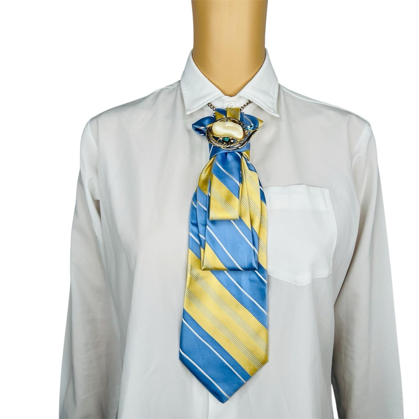 Elegant Handcrafted Necktie Necklace with a Detachable Brooch Effortlessly Chic