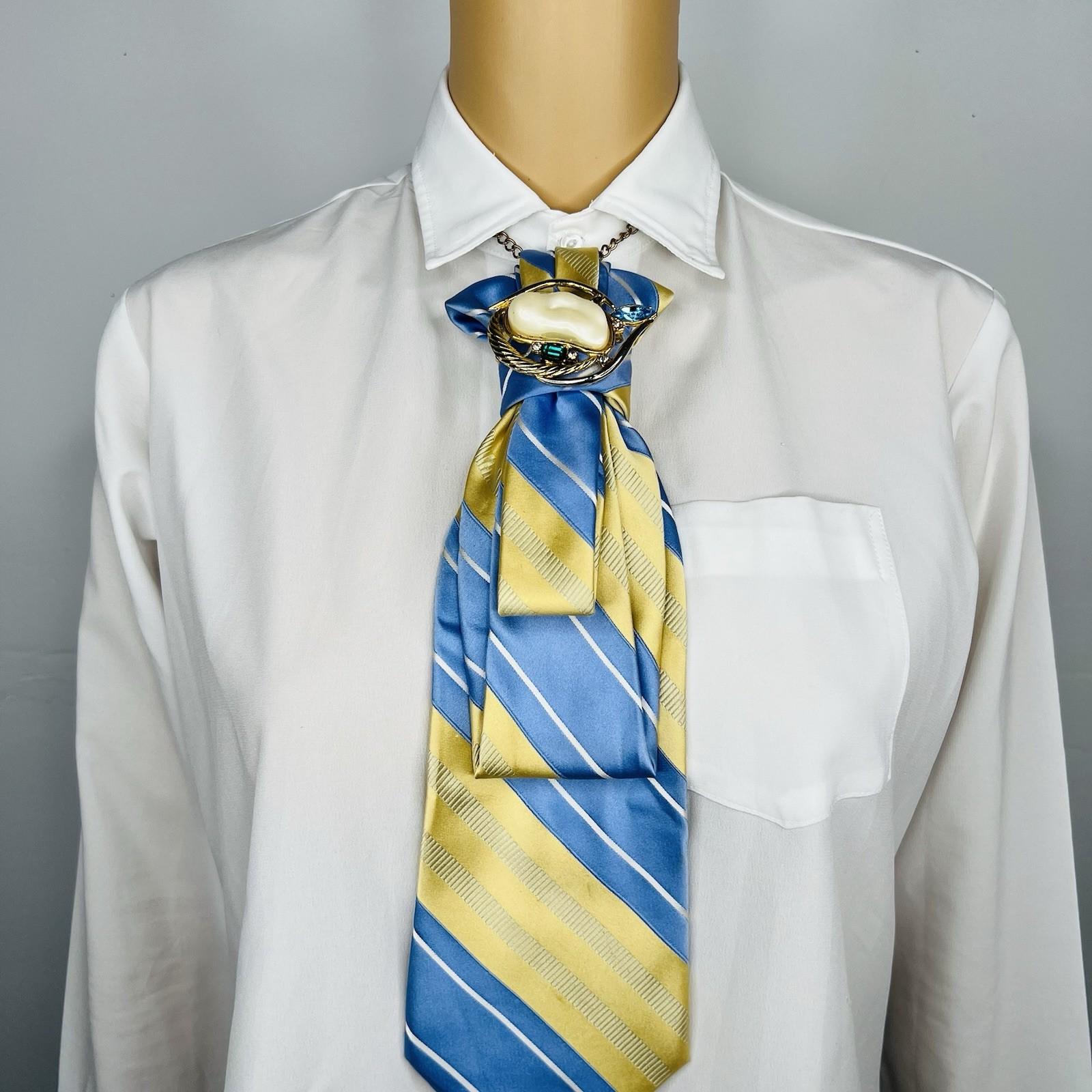 Elegant Handcrafted Necktie Necklace with a Detachable Brooch Effortlessly Chic