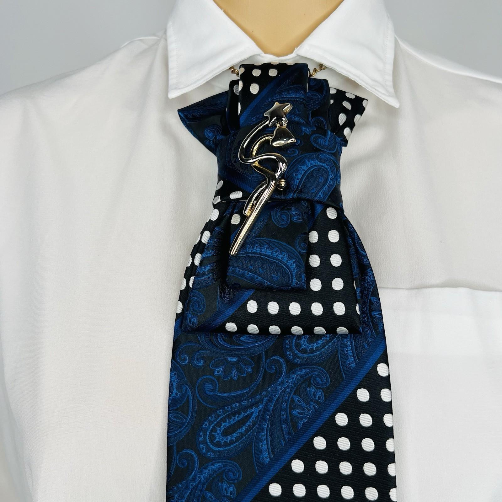 Elegant Handcrafted Necktie Necklace with a Detachable Brooch Effortlessly Chic