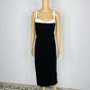 Christian Lacroix Dress L Black White Sweetheart Stretch Fitted Midi Y2K New