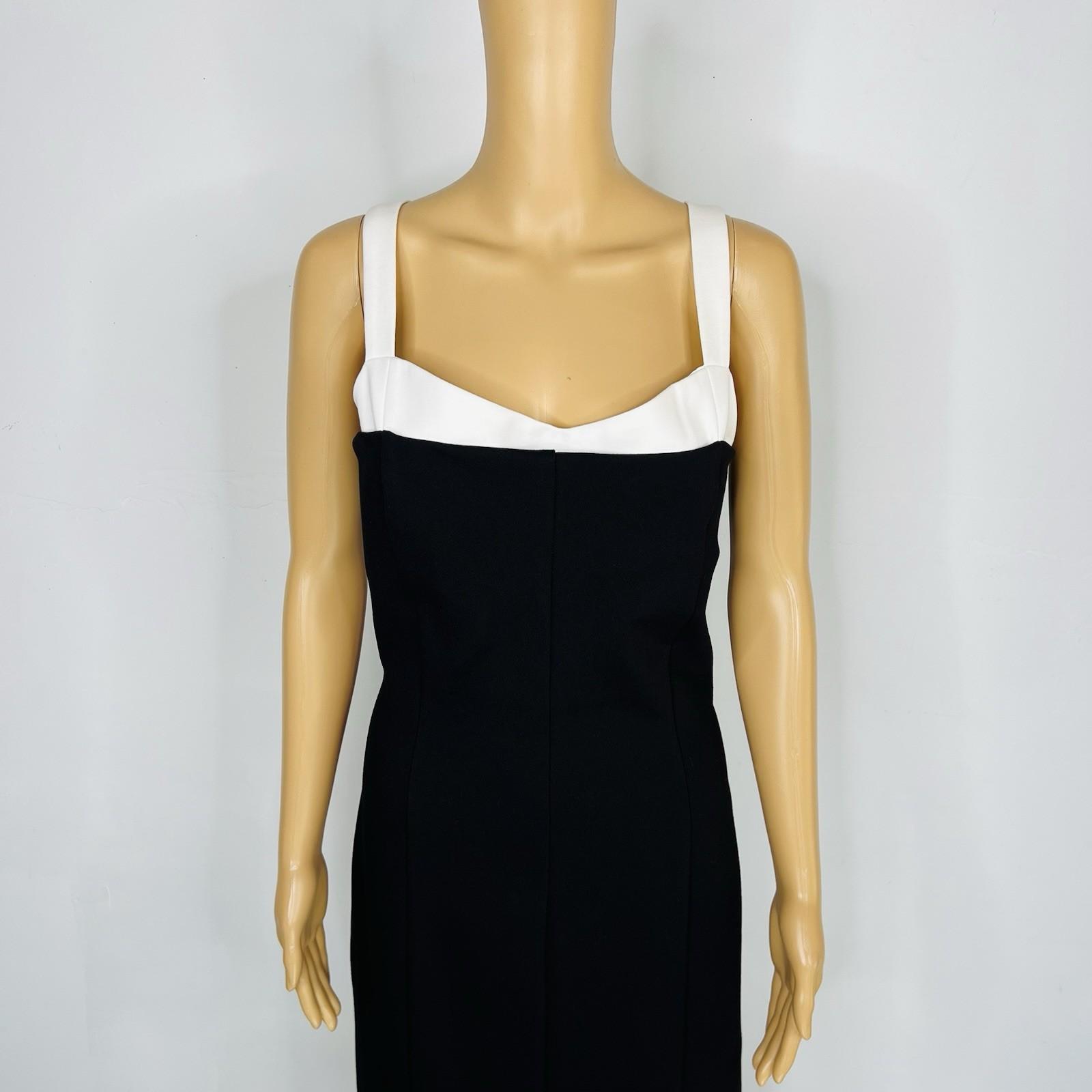 Christian Lacroix Dress L Black White Sweetheart Stretch Fitted Midi Y2K New