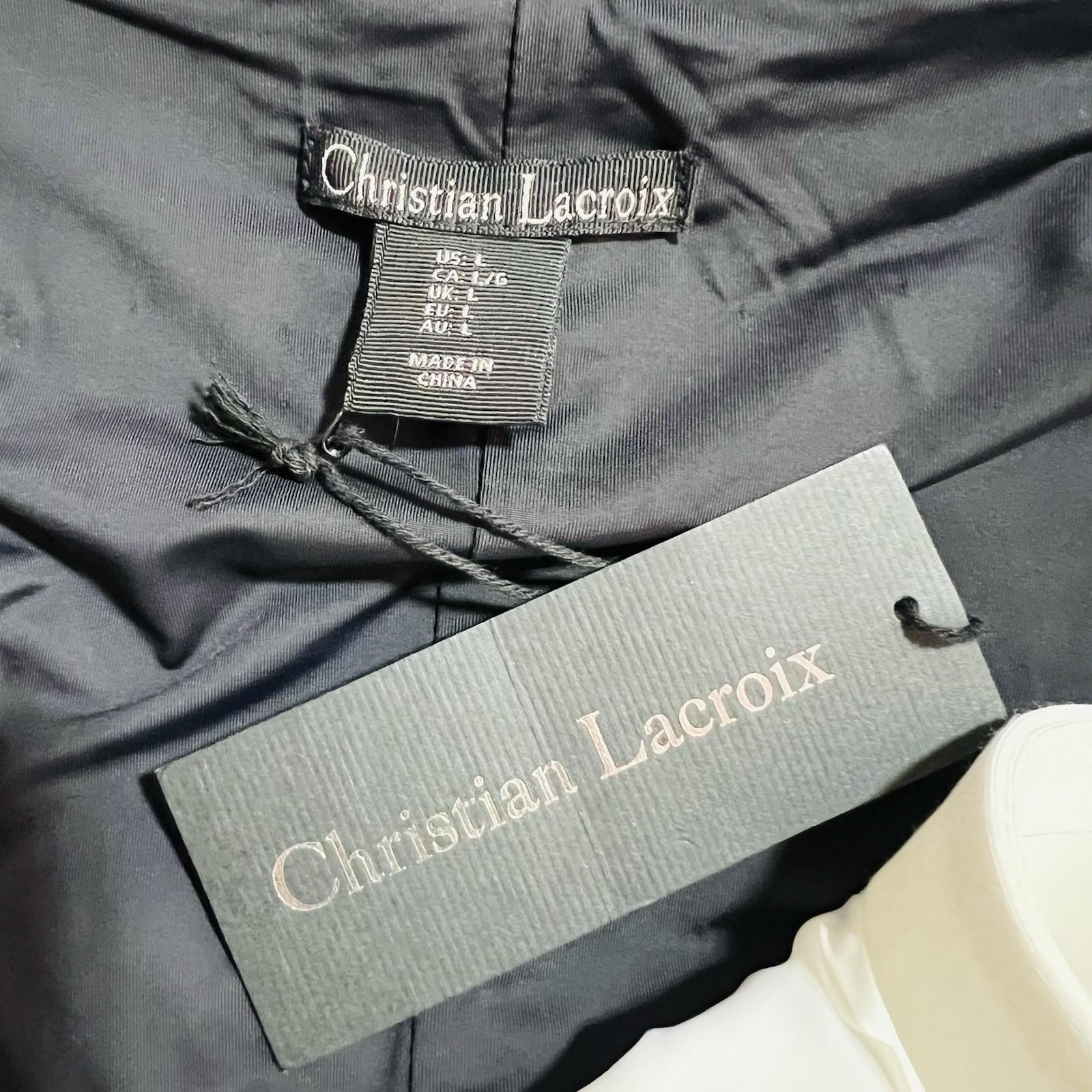 Christian Lacroix Dress L Black White Sweetheart Stretch Fitted Midi Y2K New