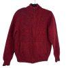 LL Bean Men Vintage Heavy Knit Zip Up Sweater M Red Lambswool Pockets High Neck