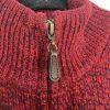 LL Bean Men Vintage Heavy Knit Zip Up Sweater M Red Lambswool Pockets High Neck