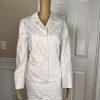 EVAN PICONE 2PC White Floral Cotton Polyester Spandex Lined Skirt Suit Size 10