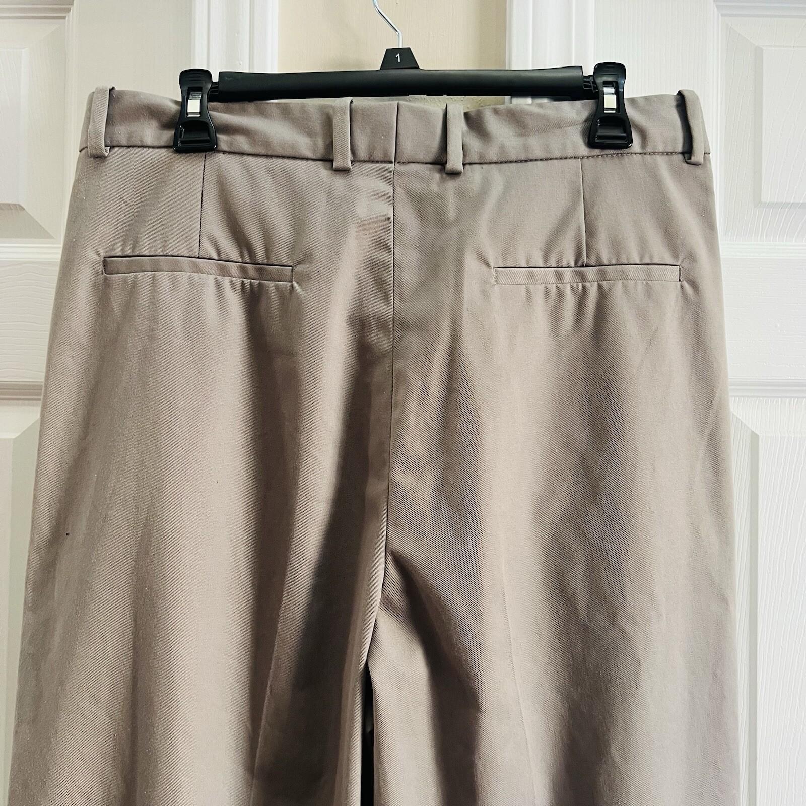 Han Kjobenhavn Cotton Polyester Pants 34x32 Khaki Pleats at Front Wide leg