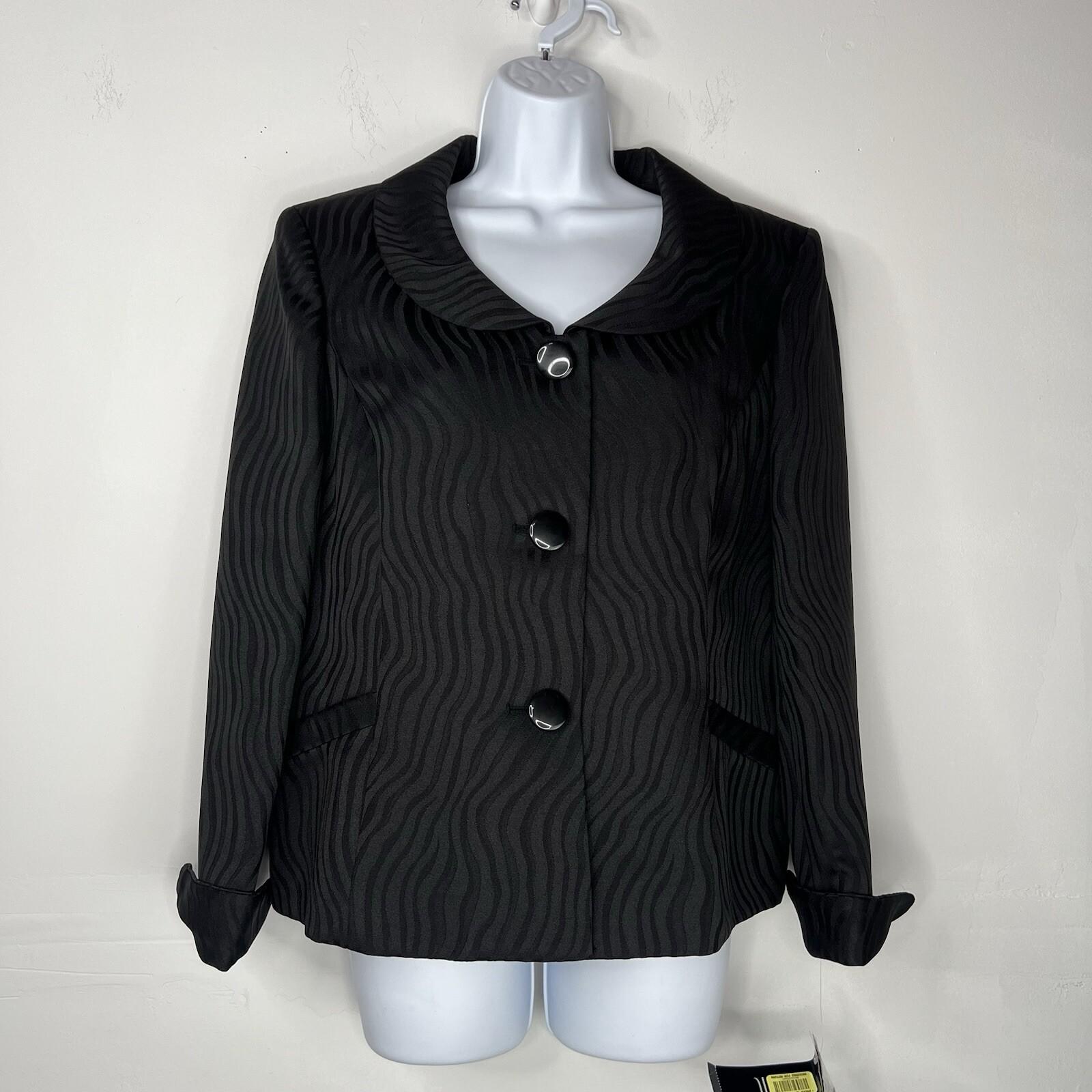 Le Suit Lush Valley Polyester Skirt Suit 18 Black Geometric Textured 2PC New