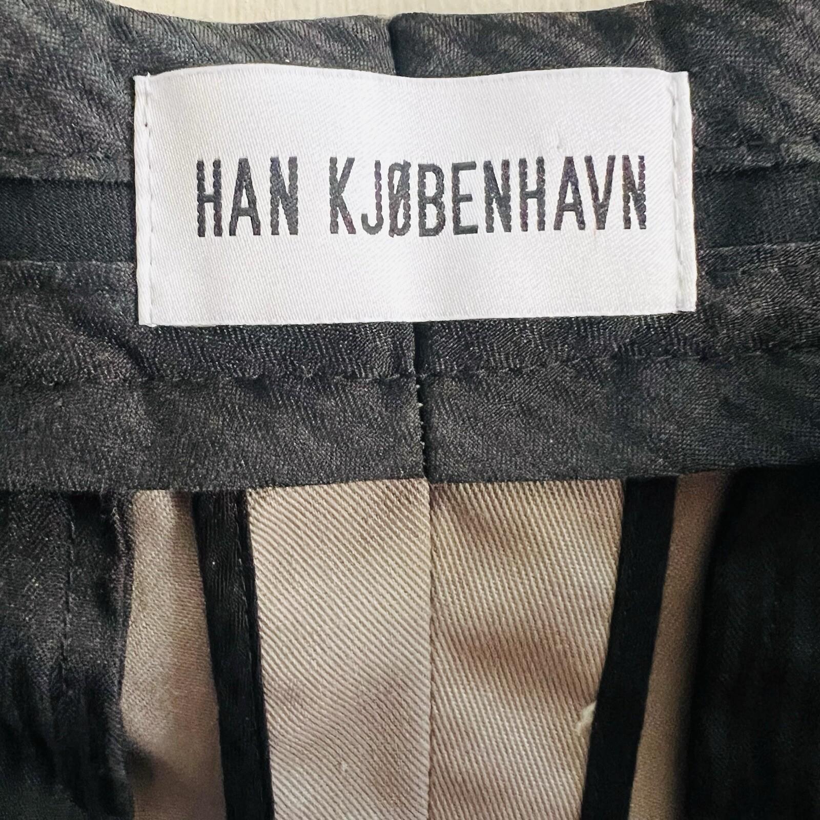 Han Kjobenhavn Cotton Polyester Pants 34x32 Khaki Pleats at Front Wide leg