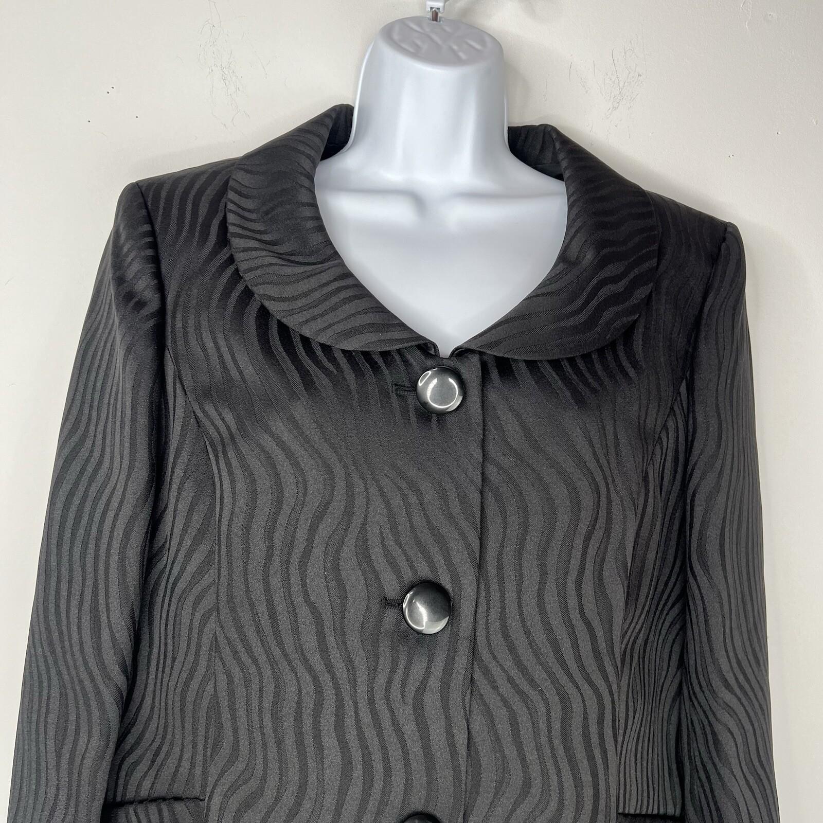 Le Suit Lush Valley Polyester Skirt Suit 18 Black Geometric Textured 2PC New