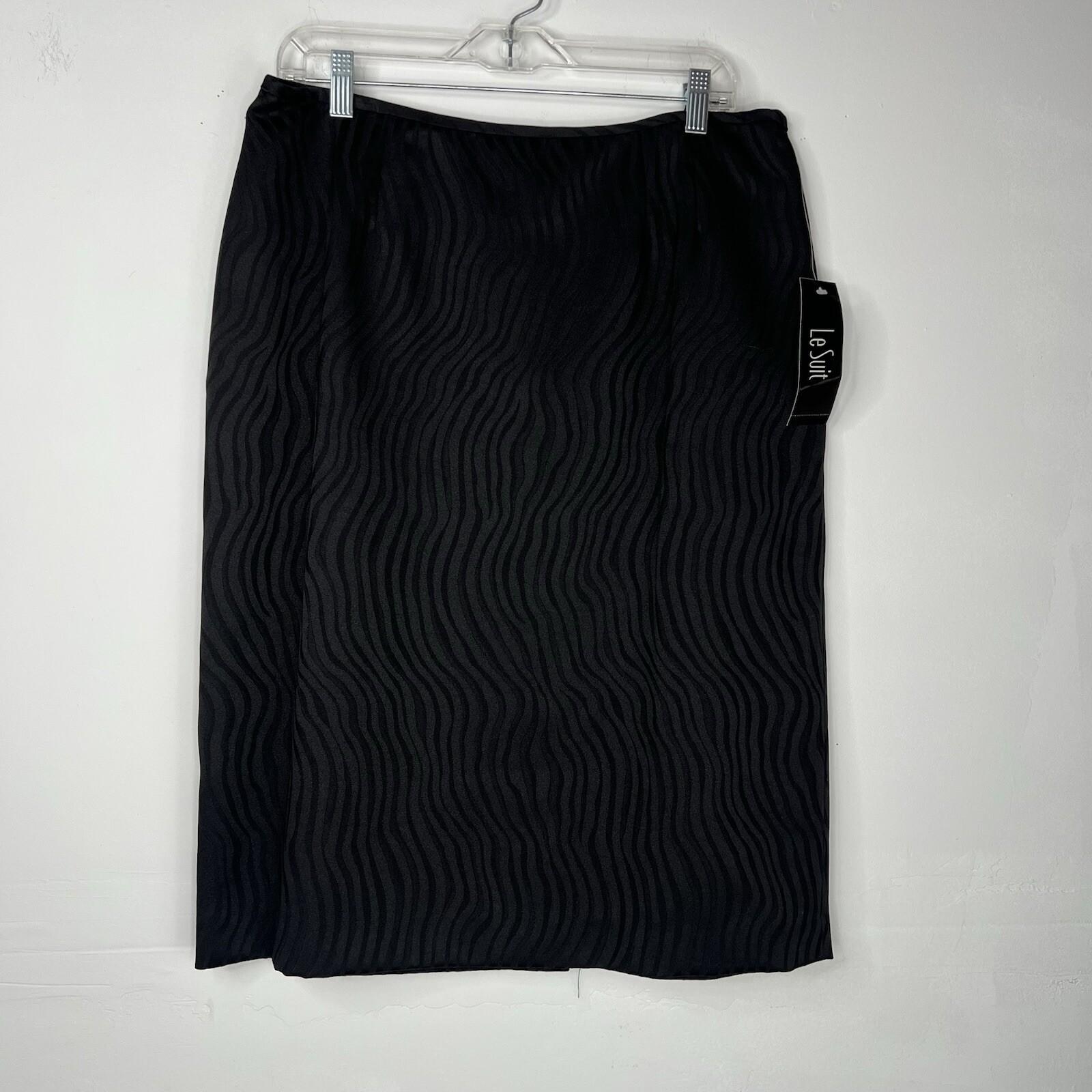 Le Suit Lush Valley Polyester Skirt Suit 18 Black Geometric Textured 2PC New