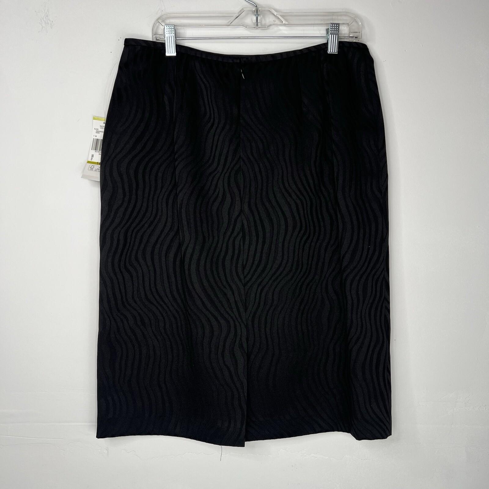 Le Suit Lush Valley Polyester Skirt Suit 18 Black Geometric Textured 2PC New