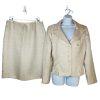 Le Suit Women Polyester Skirt Suit Size 16 Beige Floral Metallic Cocktail  2PC