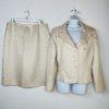 Le Suit Women Polyester Skirt Suit Size 16 Beige Floral Metallic Cocktail  2PC