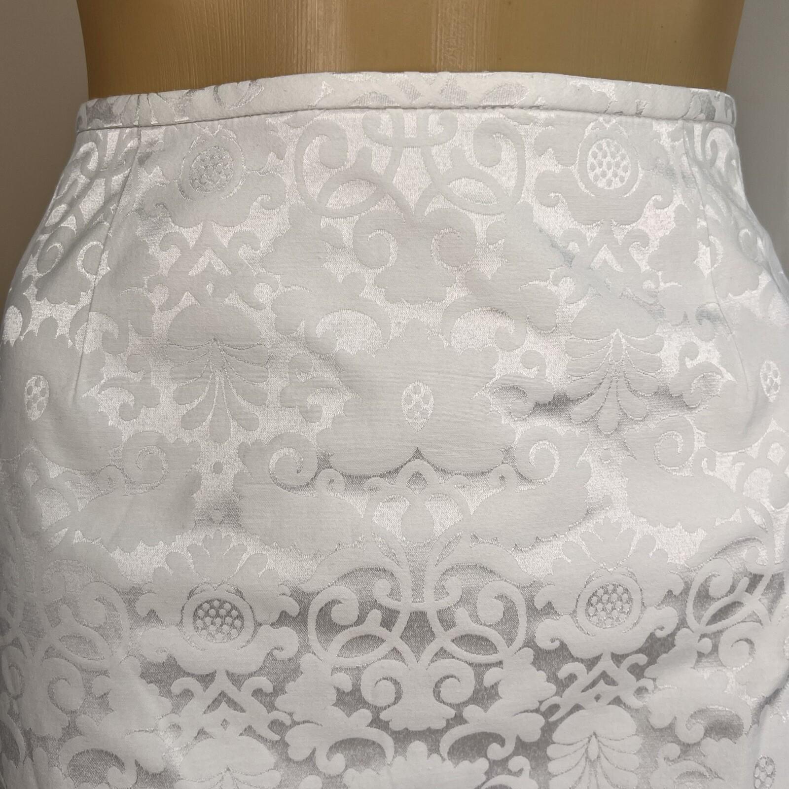 EVAN PICONE 2PC White Floral Cotton Polyester Spandex Lined Skirt Suit Size 10