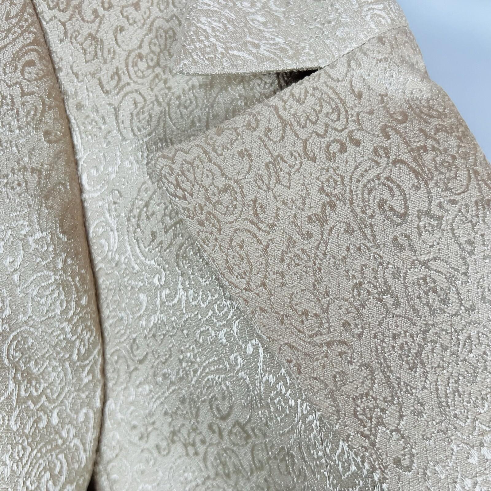Le Suit Women Polyester Skirt Suit Size 16 Beige Floral Metallic Cocktail  2PC