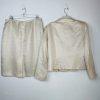 Le Suit Women Polyester Skirt Suit Size 16 Beige Floral Metallic Cocktail  2PC