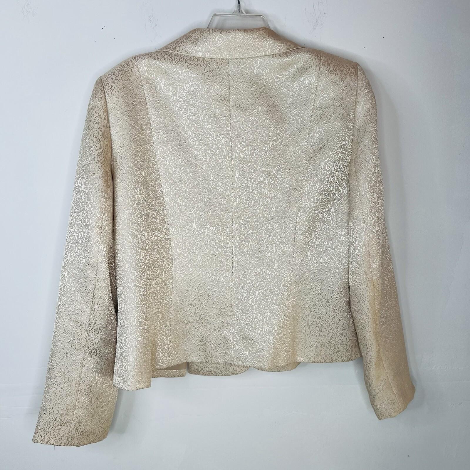 Le Suit Women Polyester Skirt Suit Size 16 Beige Floral Metallic Cocktail  2PC