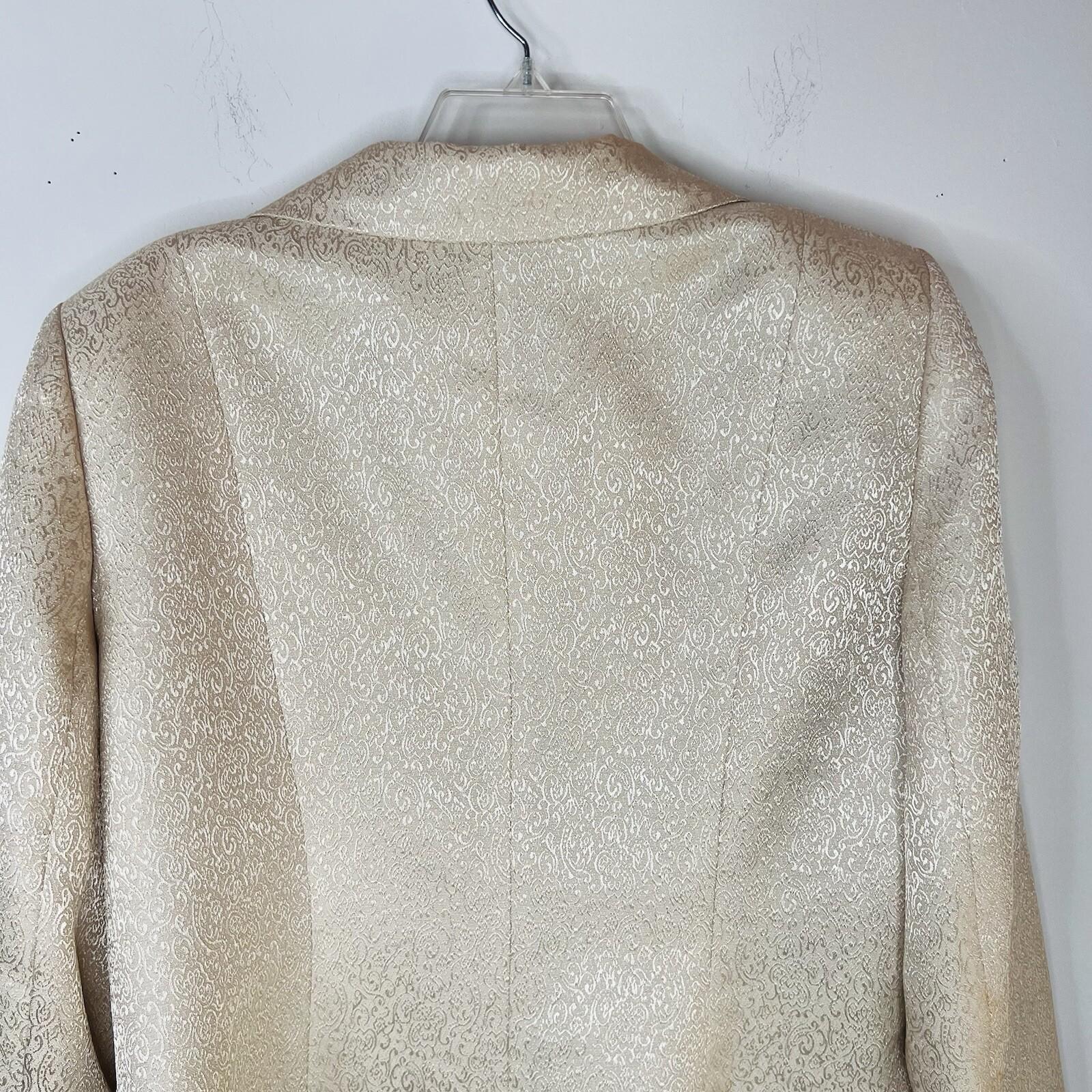 Le Suit Women Polyester Skirt Suit Size 16 Beige Floral Metallic Cocktail  2PC