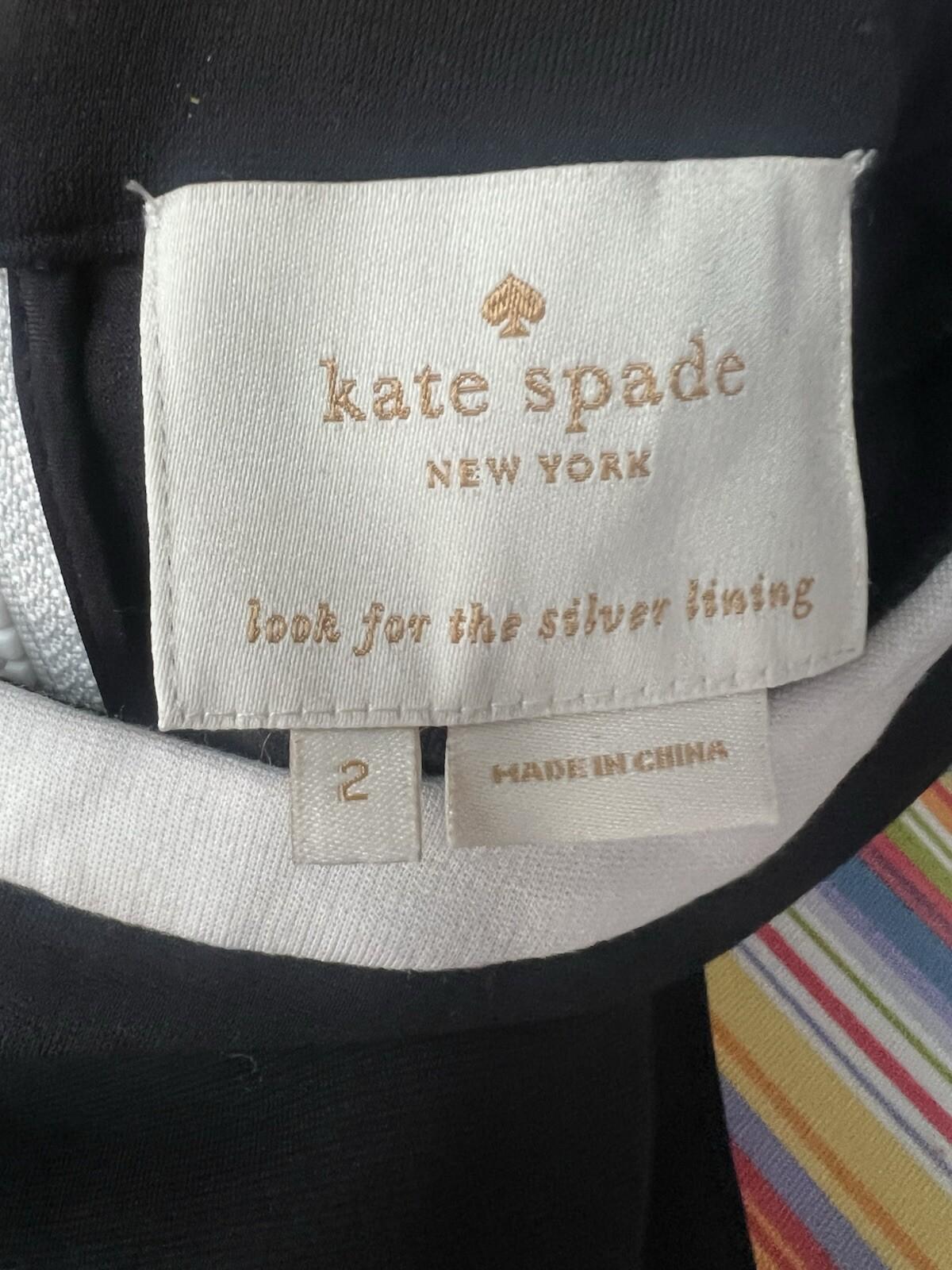 Kate Spade Viscose Spandex Mini Dress Size 2 Black A line Stretch Round Neck Y2K