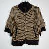 Jones NY Signature Sweater Size PP Brown Camel Cable Knit Raglan Sleeves Zipper