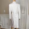 EVAN PICONE 2PC White Floral Cotton Polyester Spandex Lined Skirt Suit Size 10
