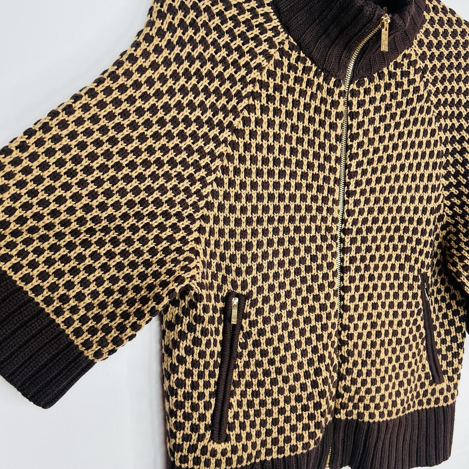 Jones NY Signature Sweater Size PP Brown Camel Cable Knit Raglan Sleeves Zipper